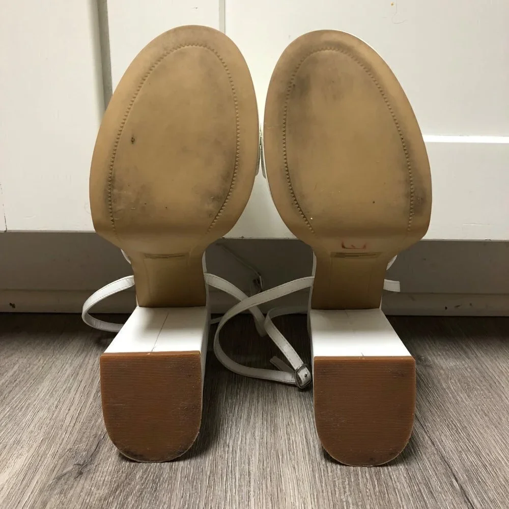 Madden Girl Women's Size 10 Jadda White Platform Heels Vegan Leather Barbie Shoe